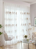 1PC Modern Light Luxury Brown and White Gauze Curtain