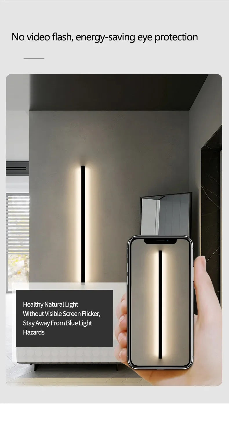 Modern Minimalist LED Wall Lamp Luxury Long Strip Light for Living Room Bedroom Bedside Ceiling Sofa Background Aisle Lighting