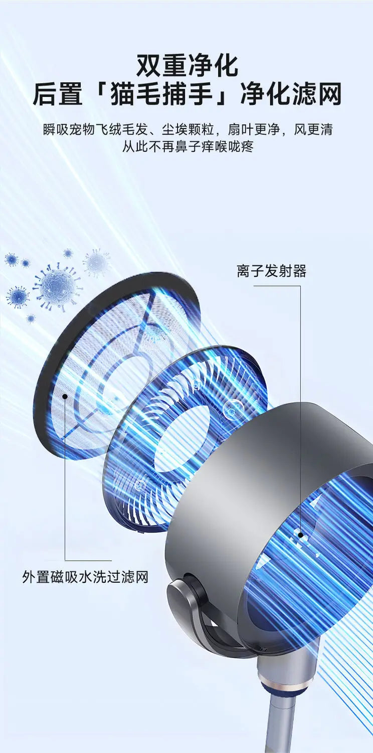 Air circulation fan floor fan purification and sterilization static eight-character shaking head home new electric soft fan