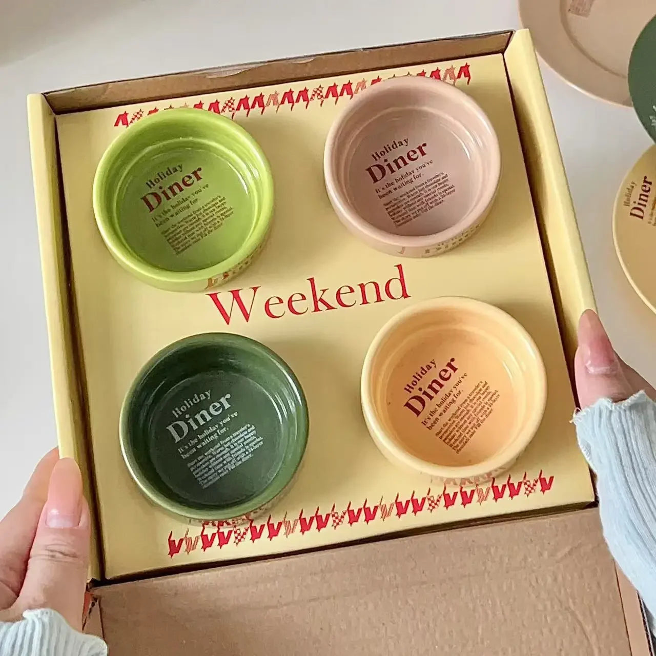Korean Dishes, Afternoon Tea Utensils Ceramic Plate Home Western Food Round Dinner Plates Tableware High Value Gift ﻿