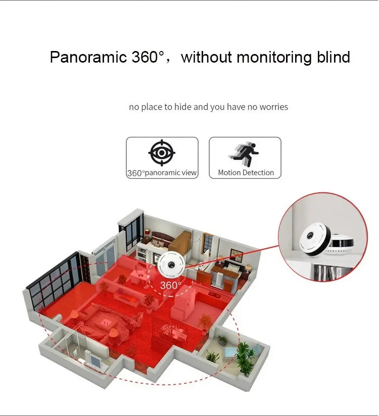 HD Mini Camera WIFI 360° Indoor Panorama Remote Smart Home 2MP Two-way Voice IP Cam Night Vision Security Protection Camcorders