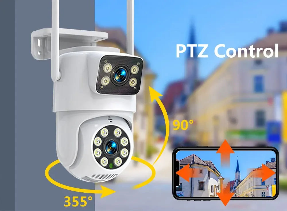 ANSVICAM Tuya Outdoor Wireless Security IP Camera 4K 8MP HD Dual Lens Wifi PTZ Camera Auto Tracking Street Surveillance Camera