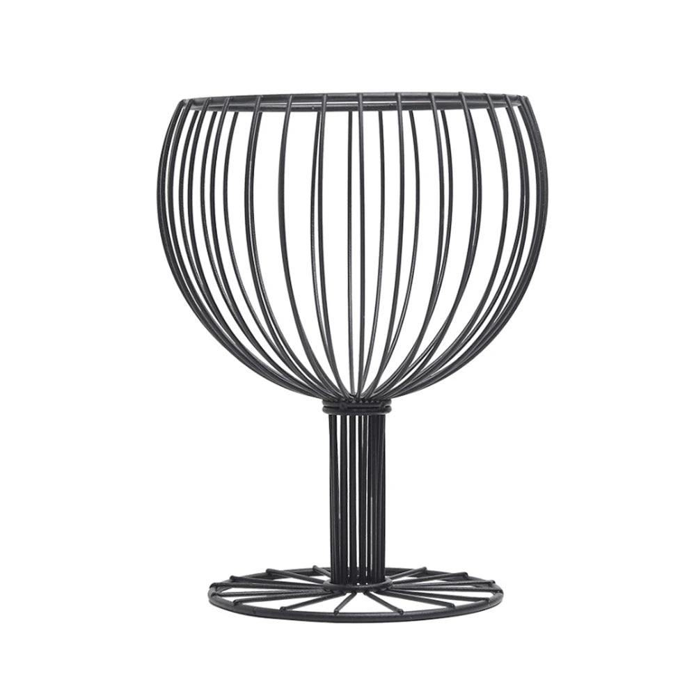 Wine Glass Decor Fruit Basket Wire Basket Snacks Candy Storage Fruit Container Basket Wine Glass Cork Holder