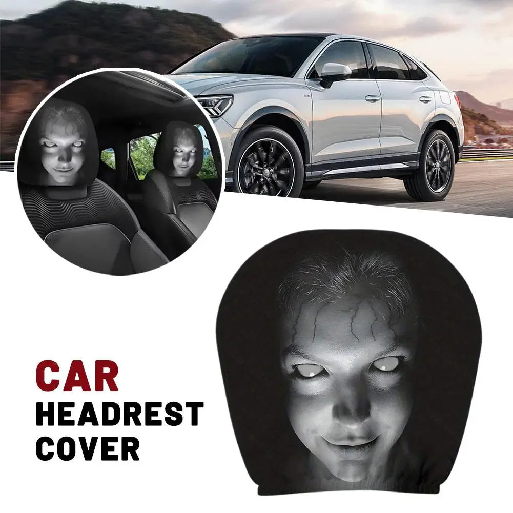 Car Headrest Covers Universal Elastic Fit Horror Theme Skull Design Funny Playful All Occasions Seat Protectors Car Accessories