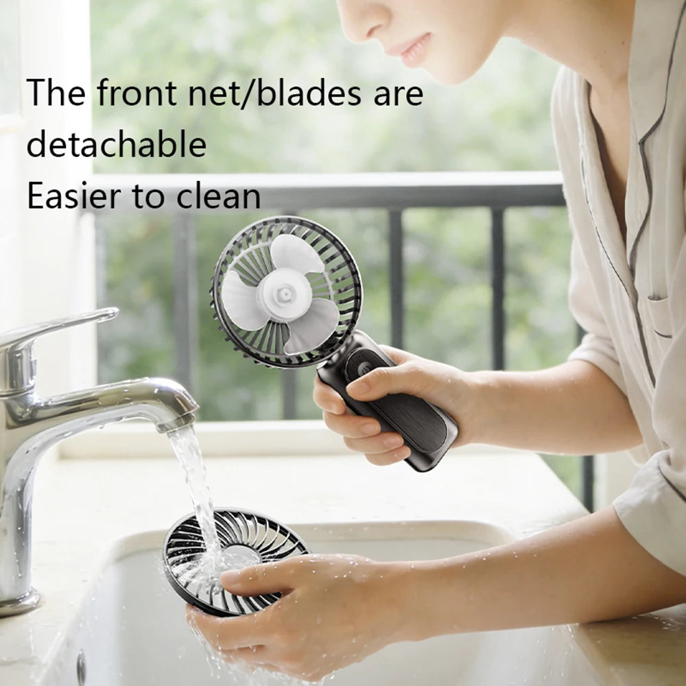 Portable Handheld Fan, Battery Operated Fan with Base, Rechargeable Mini Fan for Outdoor Indoor for Summer and For Outdoor