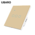 UBARO 86×86mm 1/2/3/4 Gang WiFi Smart Touch Switch, Tuya App/Voice Control, Timer, 2-Way/1-Way, Neutral Required