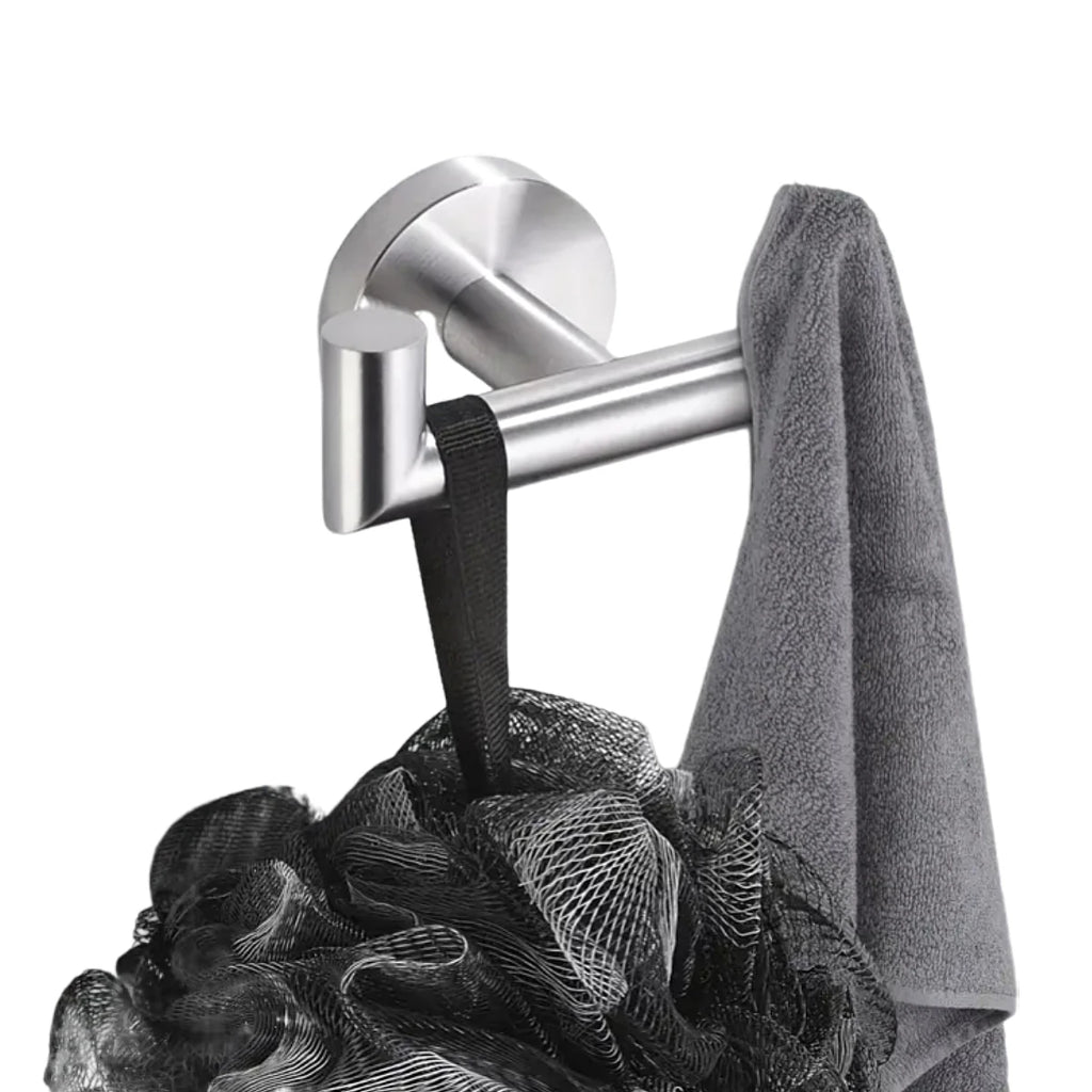 1Pcs or 2Pcs 304 Stainless Steel Bathroom Double Towel Hook Bathroom Creative Wall Metal Hook Door Back Wall Clothes Hook Waterproof Wall Hook - for Bathroom Bath Balls, Brush and Bedroom Jacket, Hat, Towel, Robe Hook Rack -