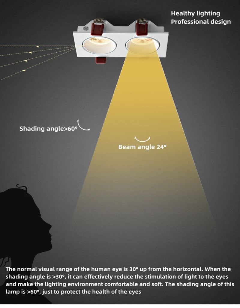 Modern Simple Down Light Embedded Dark Decoration Household Ultra-Thin No Main Light Adjustable Angle LED Anti-Glare Spotlights