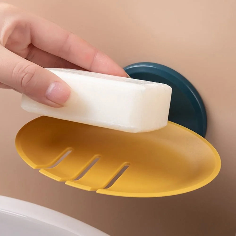 1Pc Bathroom Soap Dish Storage Basket Box Plastic Drain Holder Strong Wall Hanging Soap Box Punch-free
