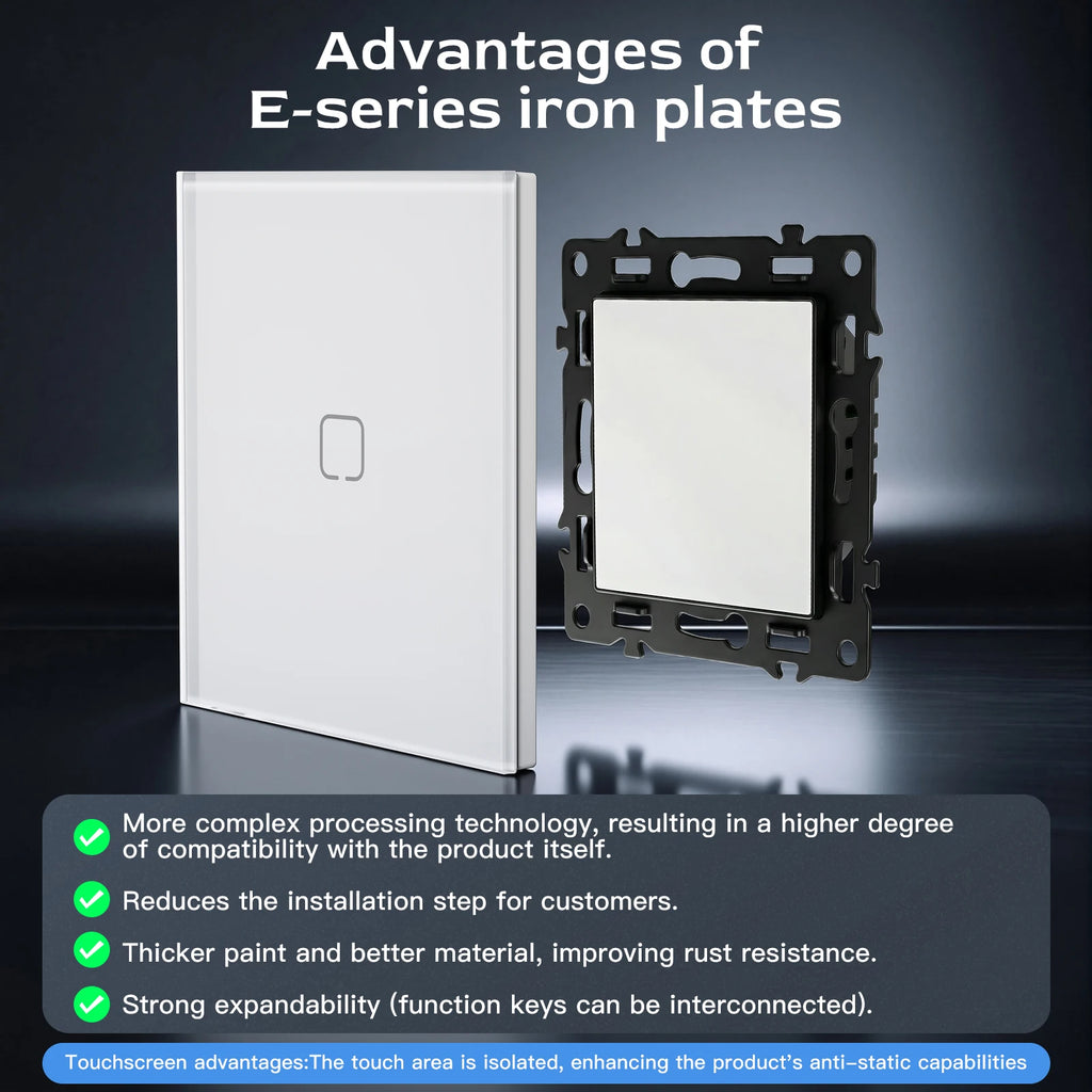 BSEED 1/2/3/4Gang WIFI Touch Switch Glass Panel Smart Wall Light Switch Touch Screen Phone Fast Charge USB C Socket E Series