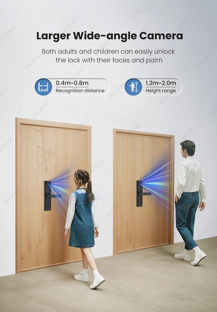 Facial Recognition Video call Automatic Door Lock TUYA Front Door Fingerprint Smart Lock Digit Camera Visible Inner Screen