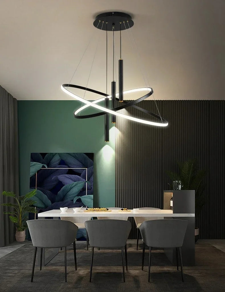 Modern Led Lights Dining Room Decor Chandeliers Simple Ring Living Bedroom Lights Home Indoor Lighting Decorative Pendant Lamps