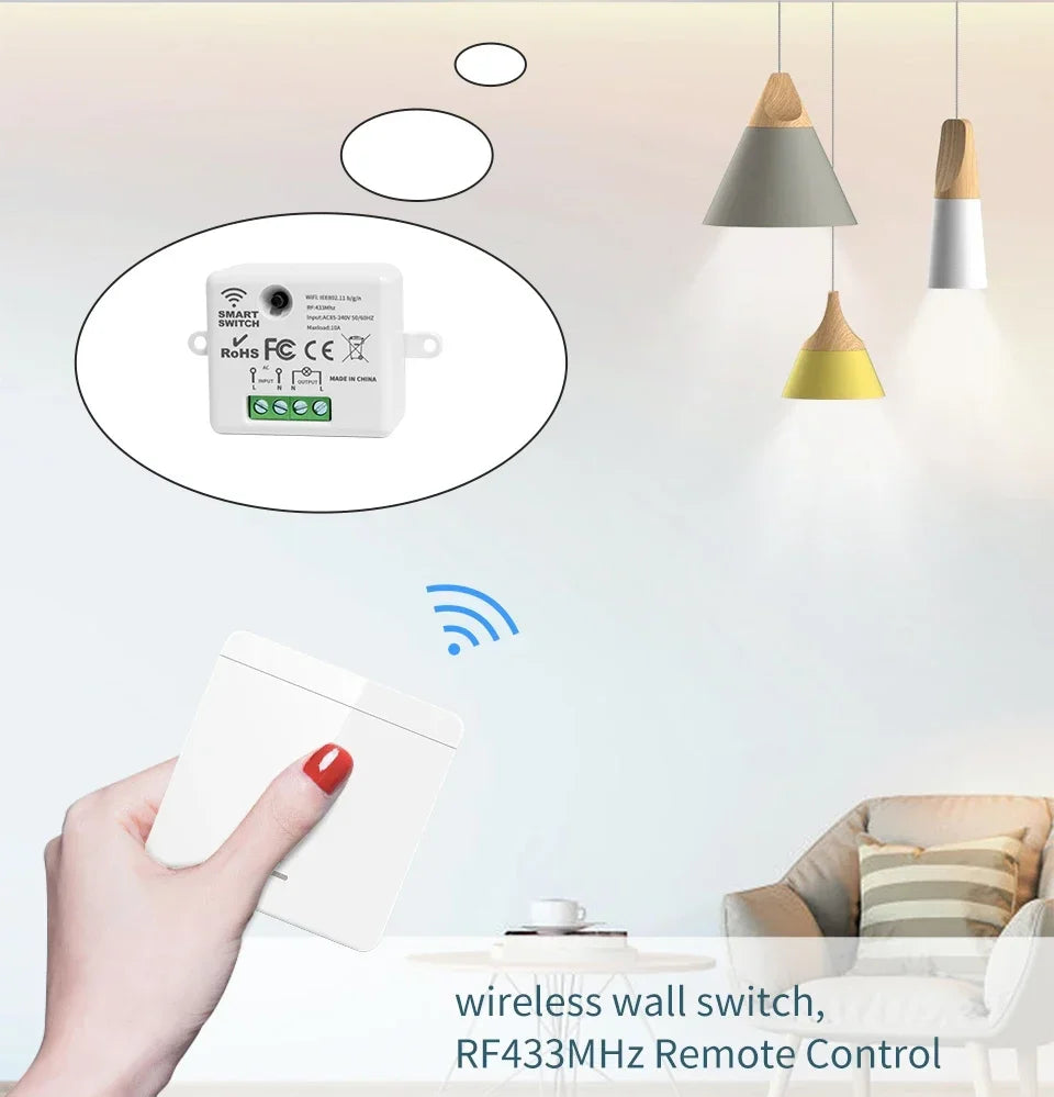 Wireless 433MHz Smart Switch Light 1/2/3Gang 86 Wall Panel Switch with Remote Control Relay Receiver 10A 110V 220V For LED Lamp