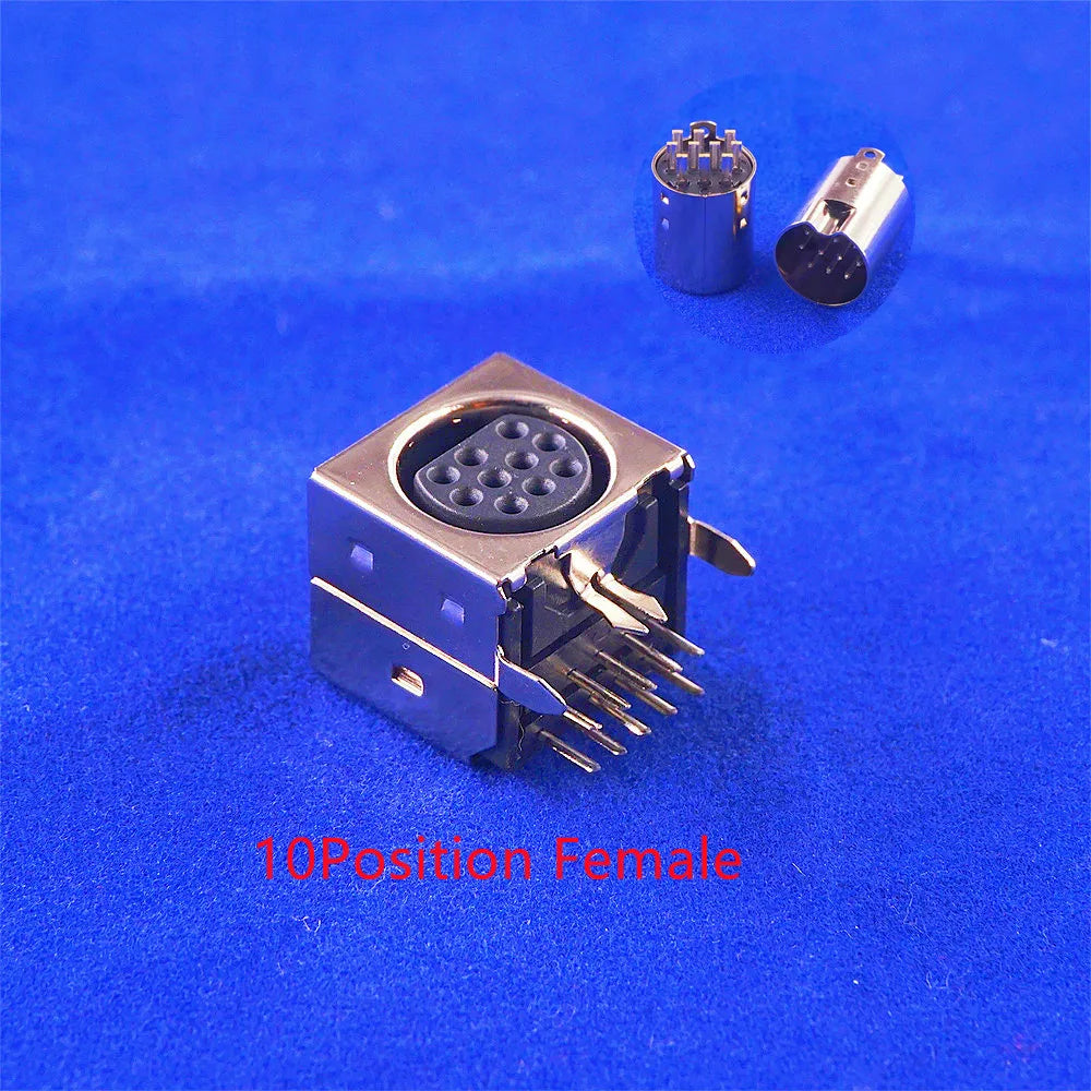 10pcs Circular Receptacle Connector Mini Din 3 4 5 6 7 8 9 10 Pin Female Din Sockets MD-SM Shield Right Angle Through Holes PCB