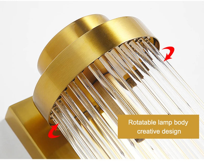 Luxury Led Wall Lamp For Living Room Brushed Gold Bedroom Scones Modern Creative Design Light Fixture Home Decor Glass Lighting