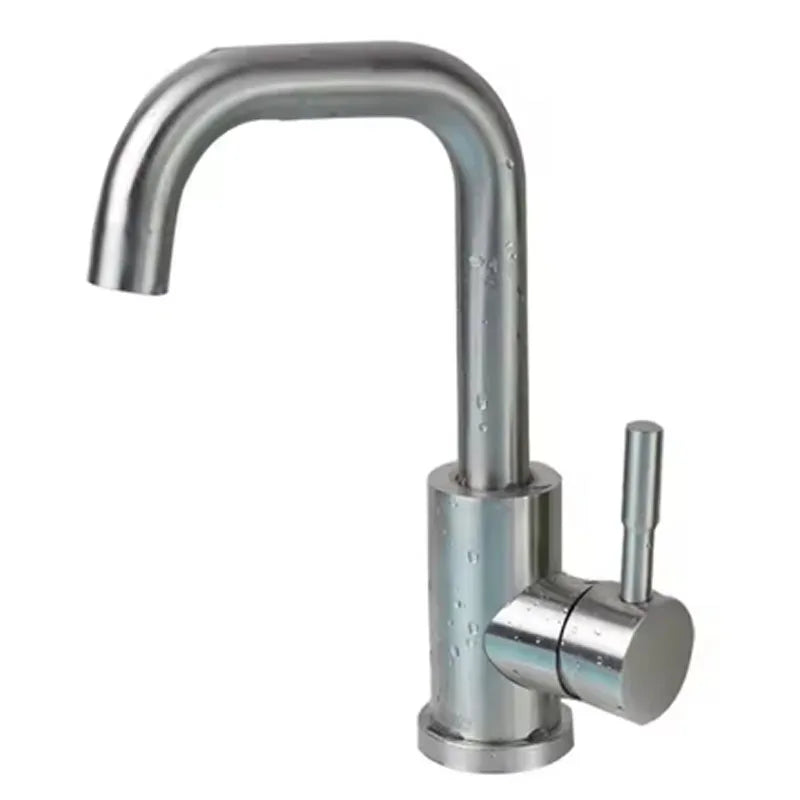 304 Stainless Bathroom Basin Faucet Steel Hot Cold Wash Mixer Crane Tap 360 Rotation Sink Faucets Single Lever Tap For Bathroom