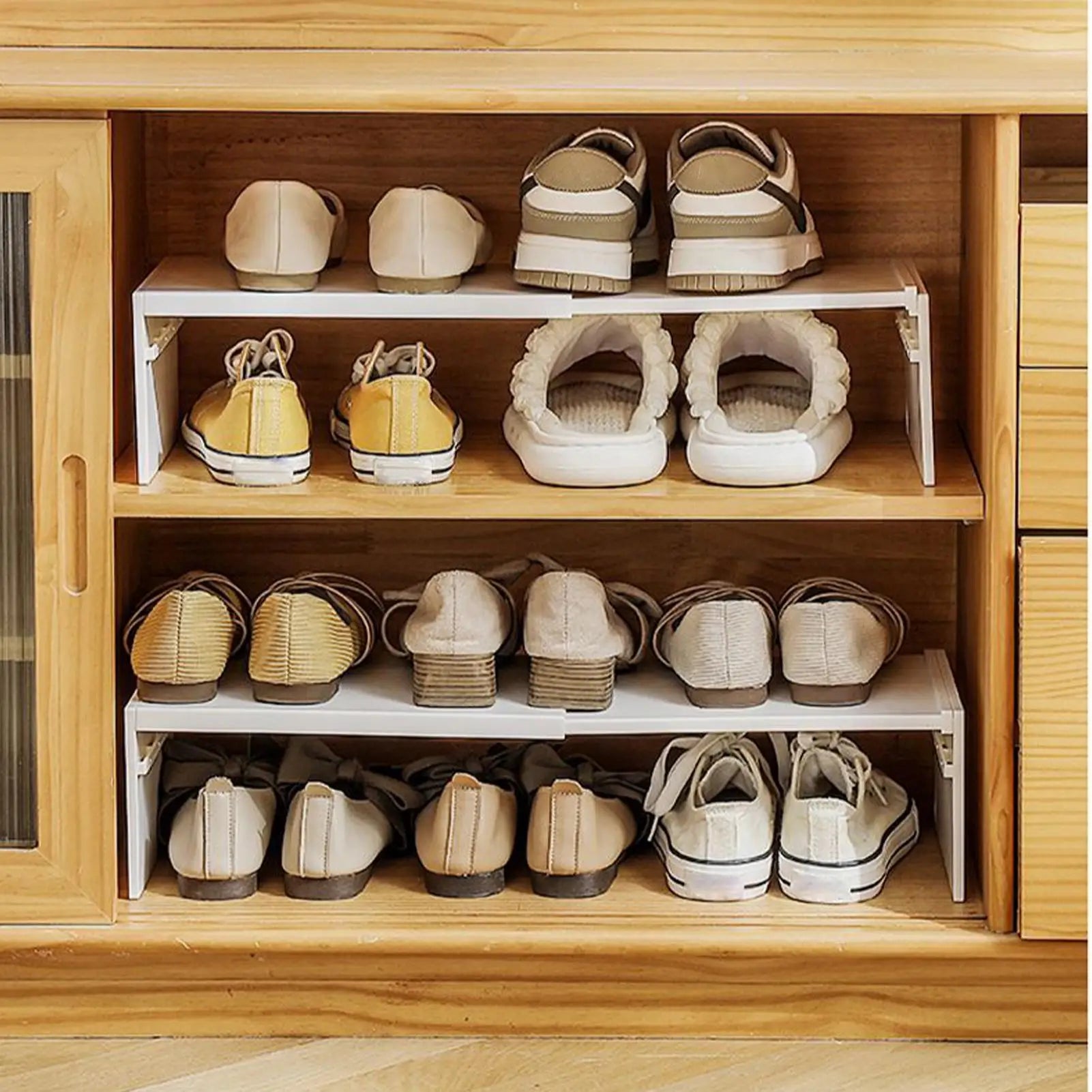 Kitchen Stretchable Cabinet Shelf Cupboard Separated Storage Rack Countertop Organizer Shoe Organizer Shelf Save Space