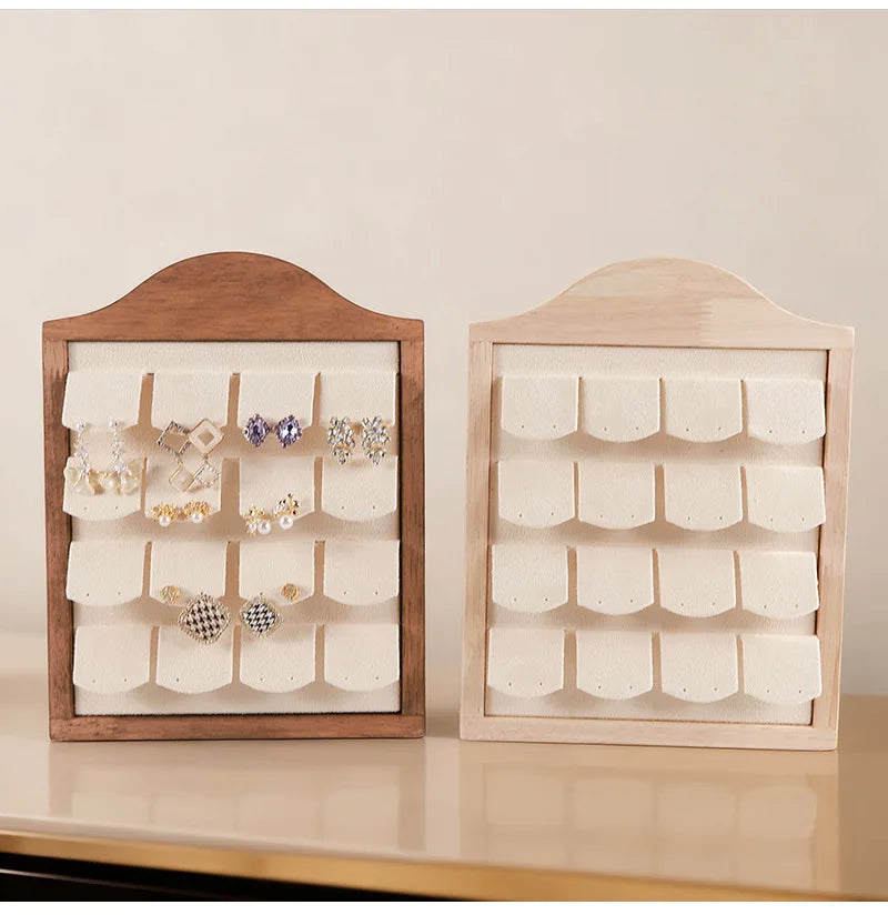 1 Pcs Wood Earrings Ring Photo Frame Jewelry Display Stand Jewelry Rack Velvet Jewelry Storage Tray Store Counter Props Show