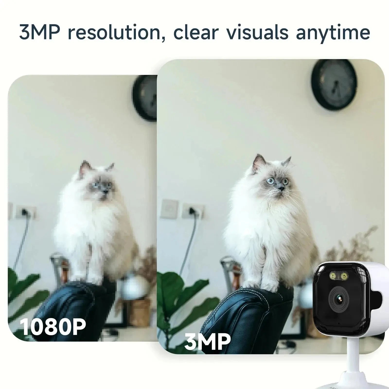 Window Camera Replaces Outdoor Cameras 2.4/5GHz WiFi Camera 3MP Resolution Full-Color Night Vision Through Window Mini Camera