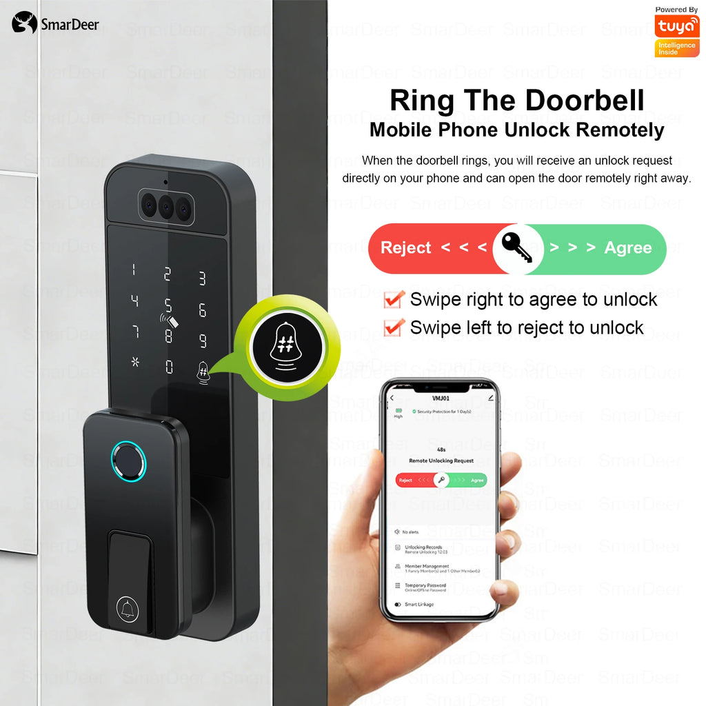 Waterproof Outdoor Smart Door Lock Fingerprint Facial Recognition Password Anti-theft Security Electronic Lock for Gate Garden