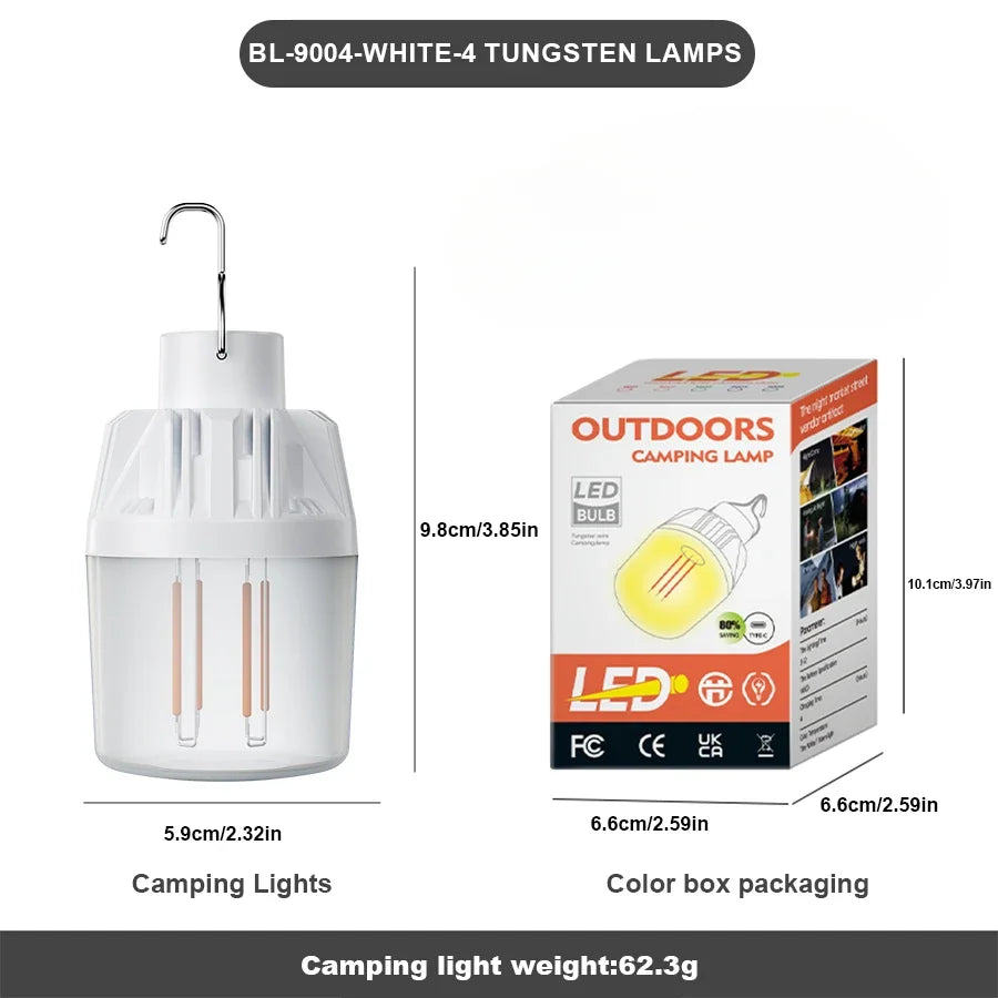 LED Camping Lights Rechargeable Flashlights 4 Lighting Modes Lamp Outdoor Portable Emergency Torch Hanging Lantern