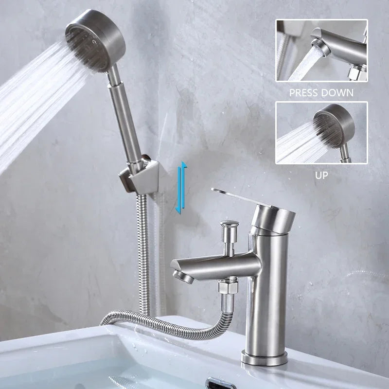 Stainless Steel Multifunctional Shower Mixer Faucet - Deck Mounted Household Sink Tap with Hot and Cold Water for Washbasin