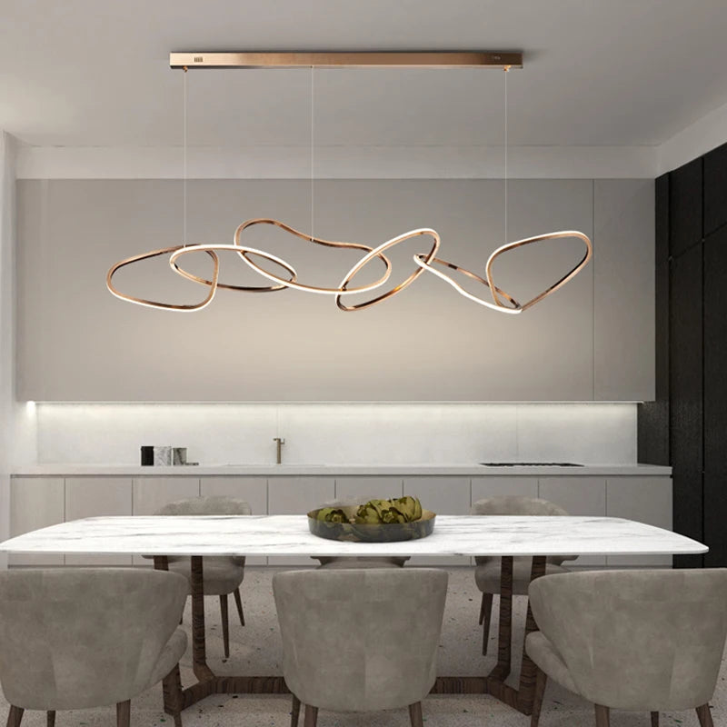 Postmodern Luxury led hanging lamp Minimalist art Personality Chandelier for Living Dining room Iron LED ring chandelier Light