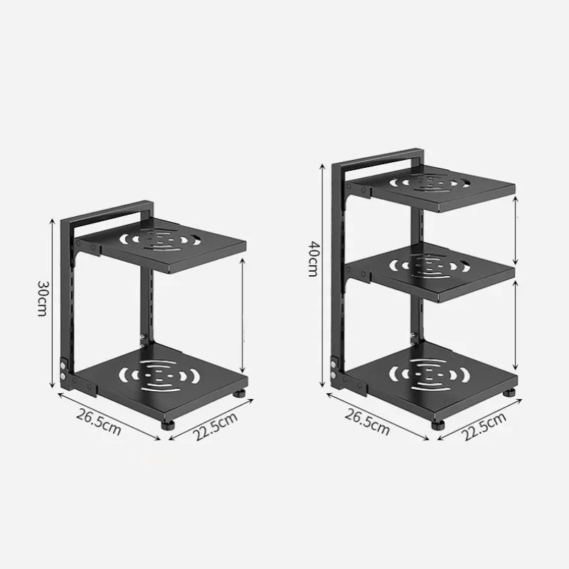 Kitchen Storage Rack Adjustable Plates and Pots Carbon Steel Storage Rack Free Layered Snap-on Floor Pot Rack Kitchen Storage