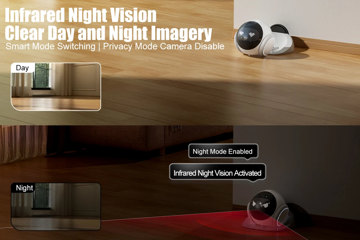 Smart Robot Camera for Home Security,Mobile Patrol with 2.4G/5G WiFi,Infrared Night Vision,2-Way Audio,AI Motion Detection