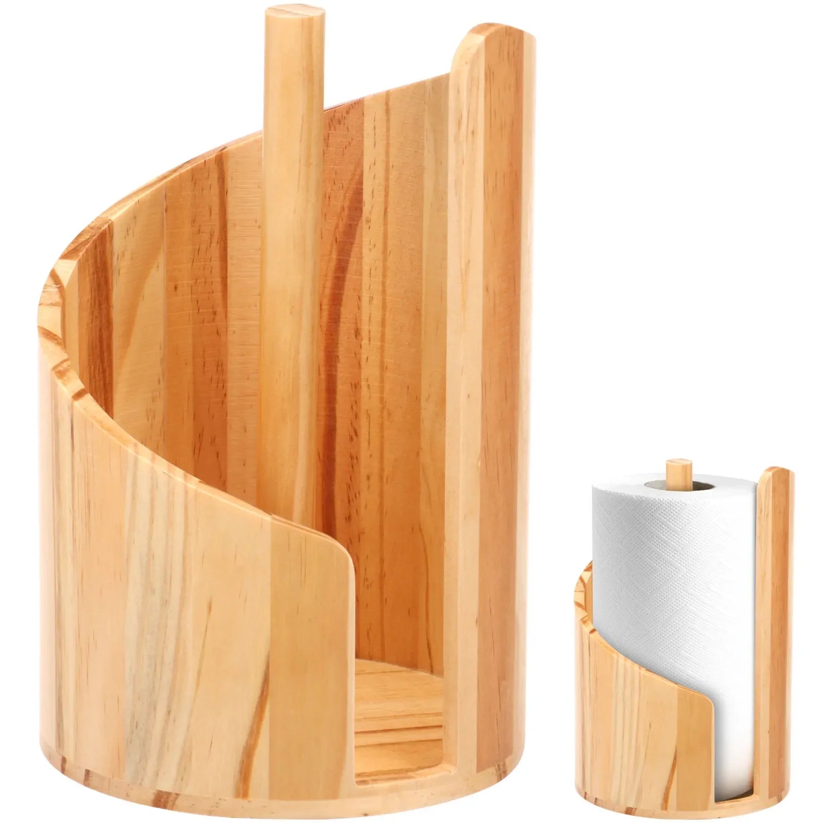 New Paper Towel Holder Wooden Kitchen Spiral Roll Paper Holder Anti-Skid Tissue Vertical Stand Countertop Bathroom Decoration