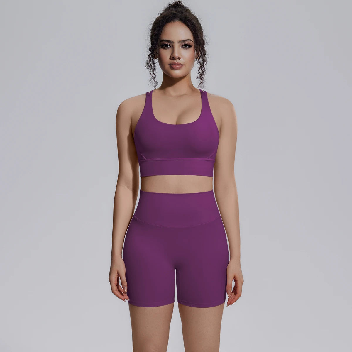 2PCS/set Yoga Set Summer Breathable Running Cycling Backless Sports Bra High Waist Peach Buttocks Fitness Shorts Gym Yoga Set