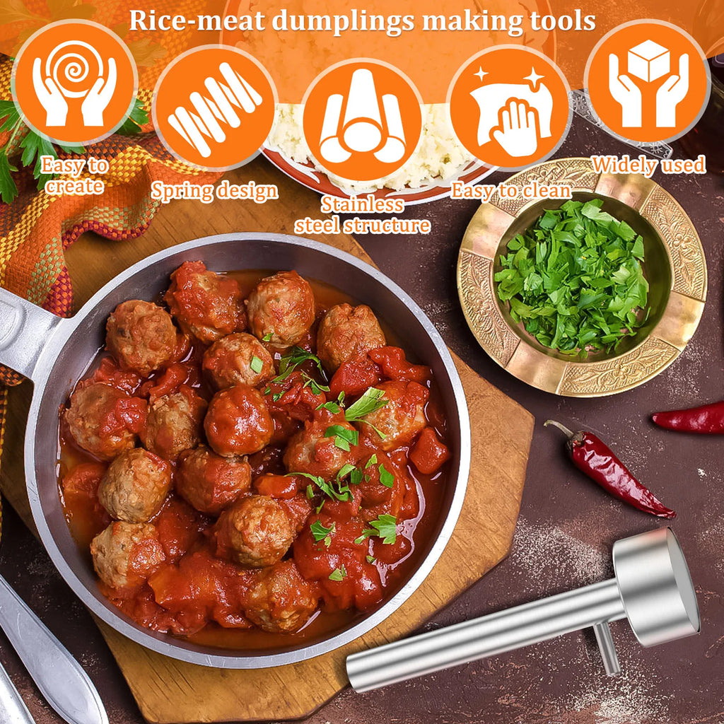 1/2PCS Falafel Scoop Stainless Steel Falafel Meatball Maker Scoop Nonsticky Meatball Falafel Baller Maker Mold Kitchen Gadgets