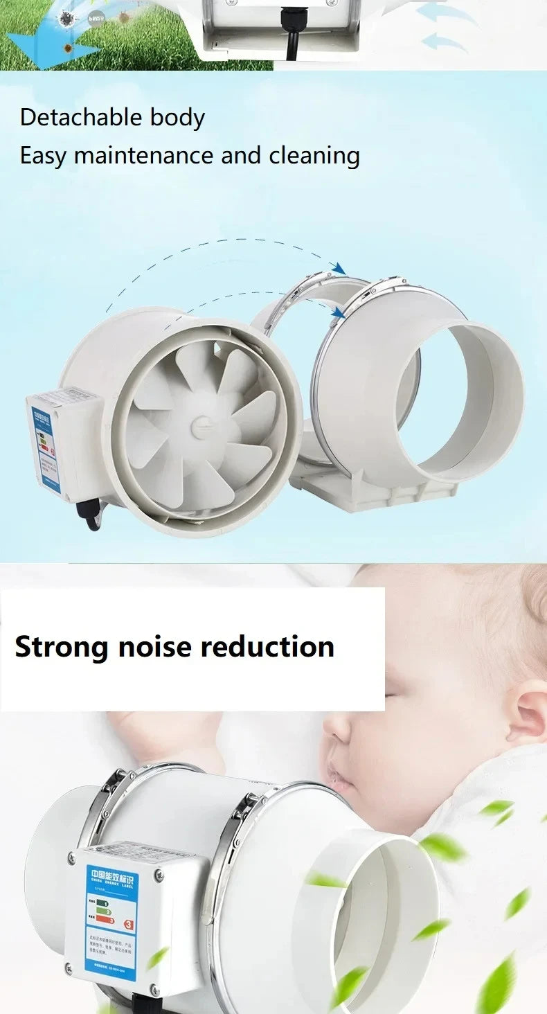 Exhaust Fan Home Mute Inline Duct Fan Bathroom Exhaust Fan Ventilation Equipment Kitchen Bathroom Wall Mounted Air Purifying Ve