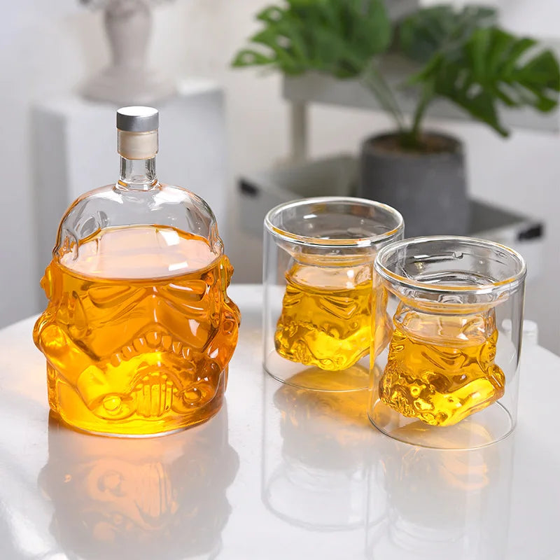 Glass Whiskey Decanter Transparent Creative Dispenser Flask Carafe for Wine Scotch Bourbon Vodka Gift Package for Men