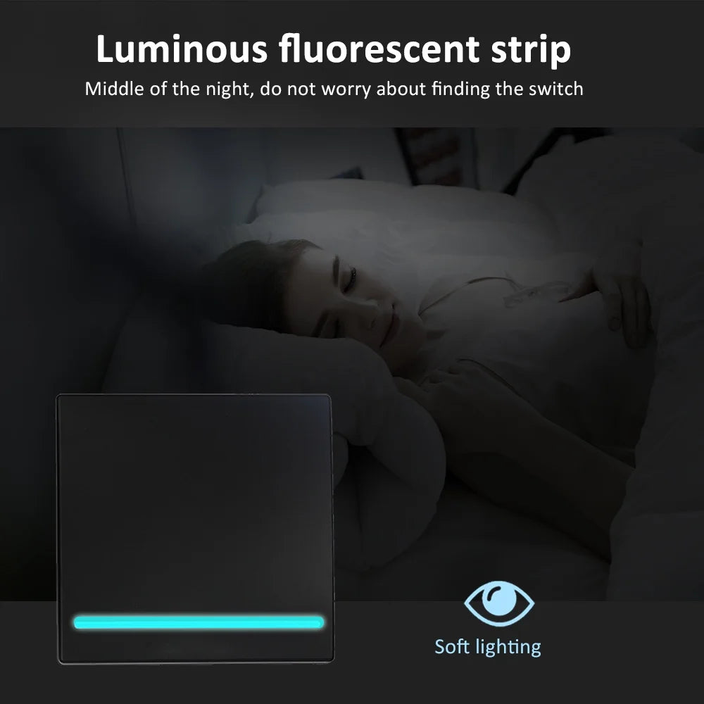 Long Distance Smart Tuya Wifi Wireless Switch Black And  White 1/2/3gang RF433 Remote Control Light Switch CR2032 Power Supply