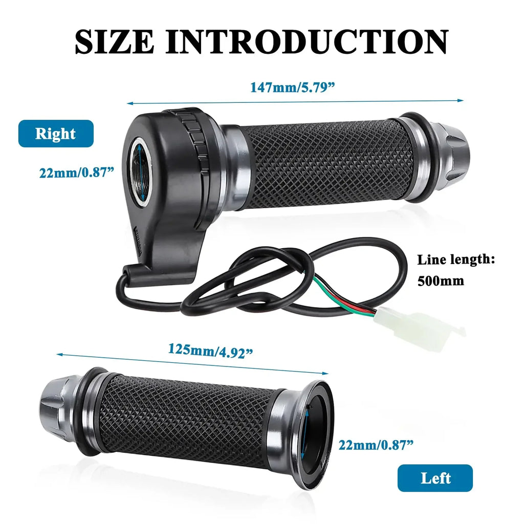22mm/0.87" Electric Bike Handlebar with 3-Speed Control Funcation,Throttle Grip in Rubber and Metal Material Universal Electric