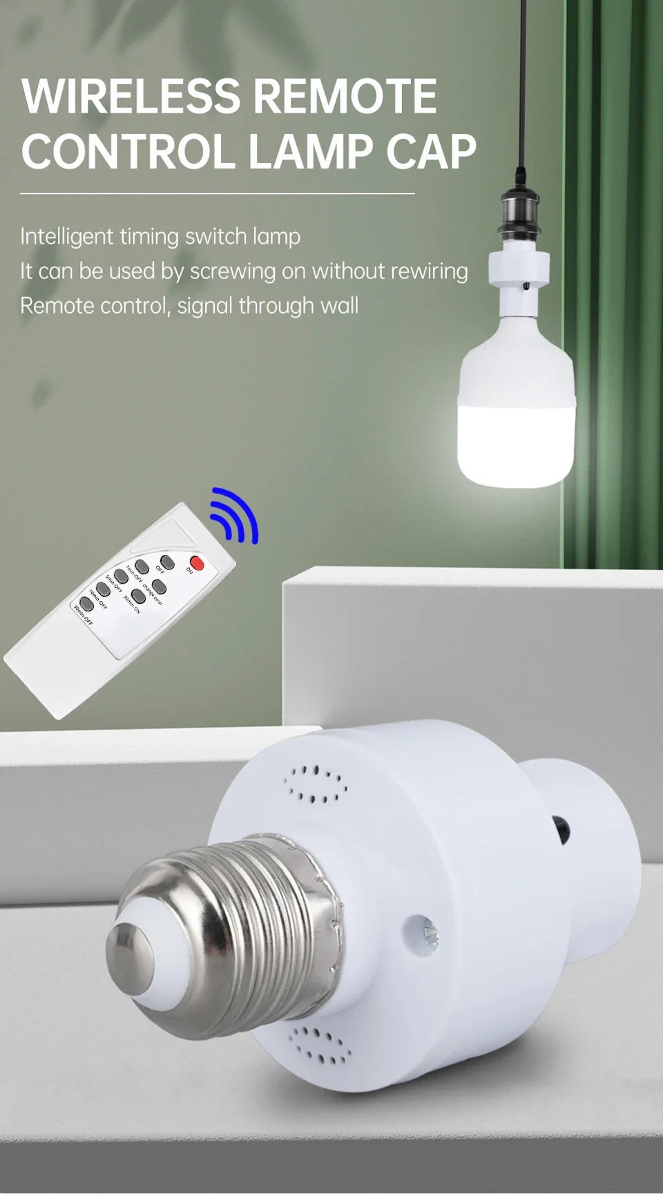 E27 Smart Lamp Holder Infrared Wireless Remote Control Timer Switch AC85-265V 220V 110V House Switch Baby Room Bedroom Switch