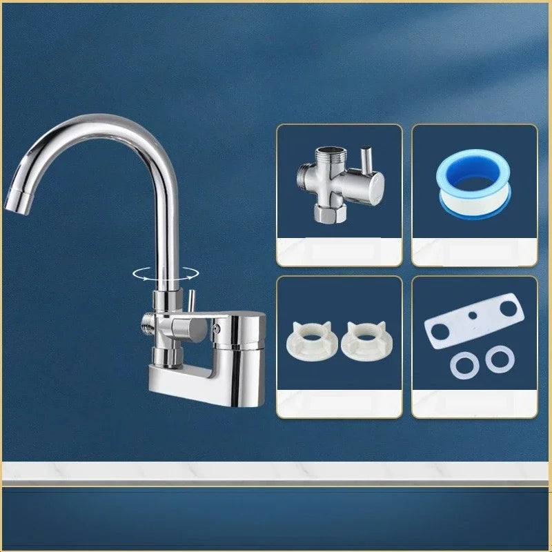 Chrome Basin Shower Faucet Multifunctional Bathroom Mixer Valve Basin Faucets Hot Cold Mixer Valve Single Handle Deck Mounted