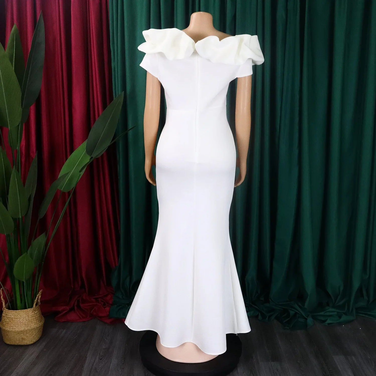 Elegant Long Dresses for Women Off the Shoulder Short Sleeve Mermaid Floor Length Luxury Female Birthday Party Dinner Dress Robe