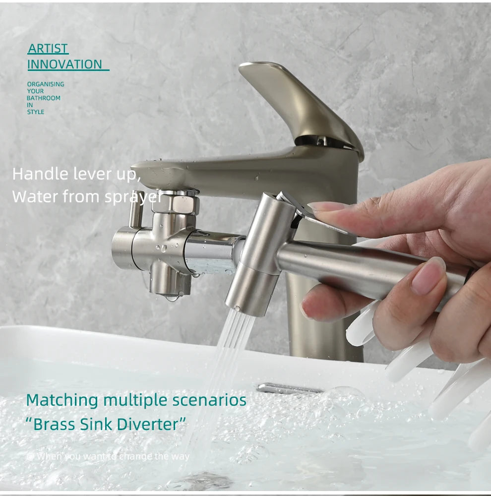 Ciencia Brass Faucet Diverter Valve Kitchen Sink Faucet Valve Splitter with Aerator Sink Hose Connector M22 to M24