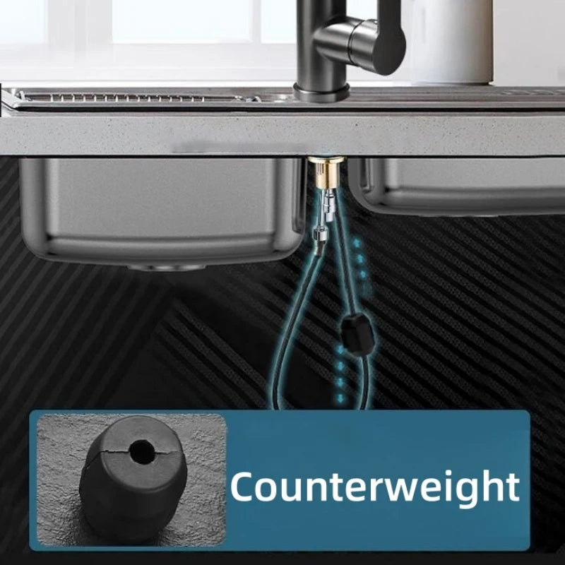 304 Stainless Steel Pull Out Kitchen Faucet 360 Rotate Shower/Stream Sprayer Head Mixer Hot and Cold Water Tap Deck Mounted