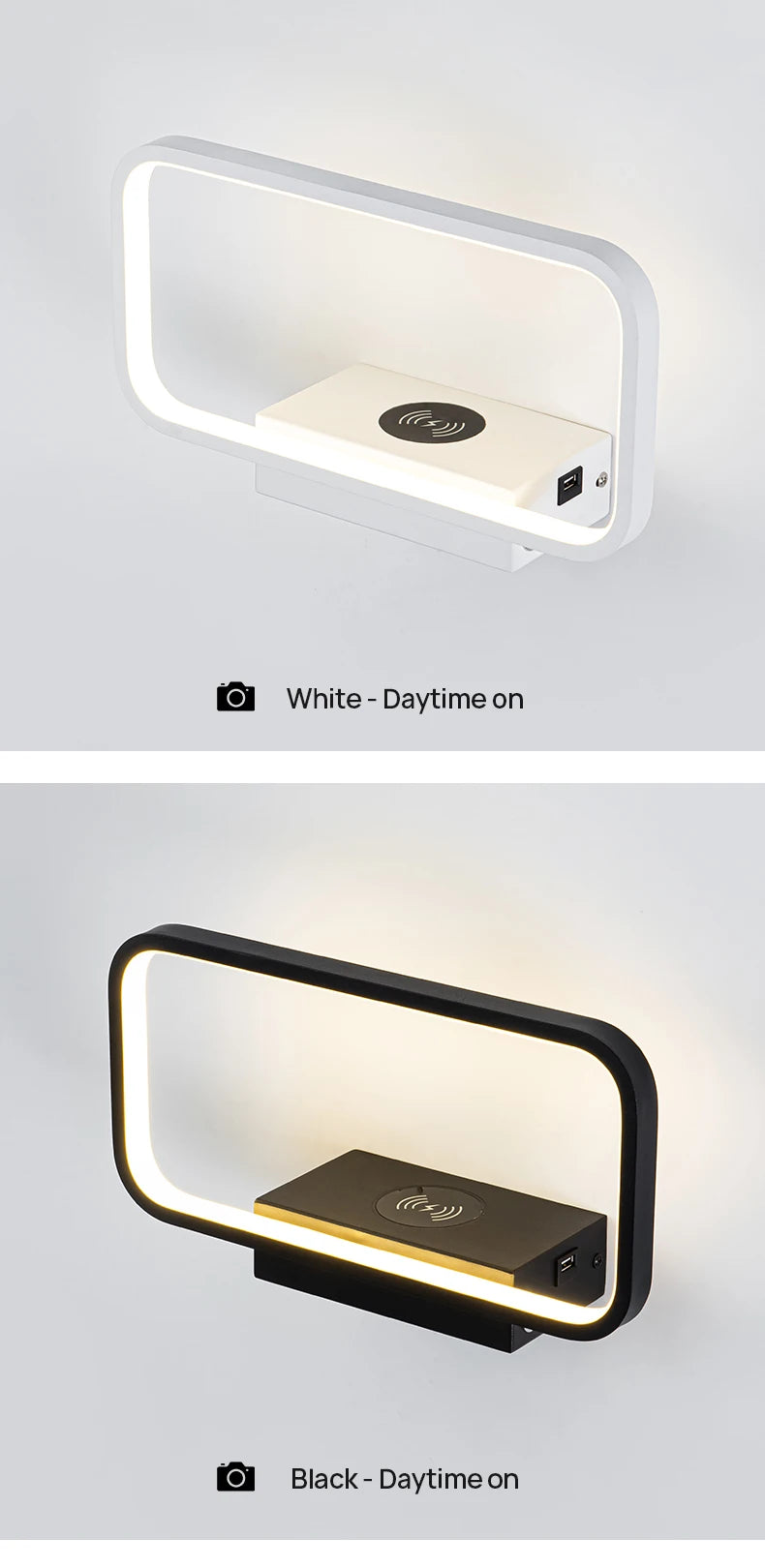 Wall Light Indoor 12W Touch Switch 3 Colors Dimming USB Charge With Wireless LED Wall Lamps For Living Room Bedroom Stair Modern