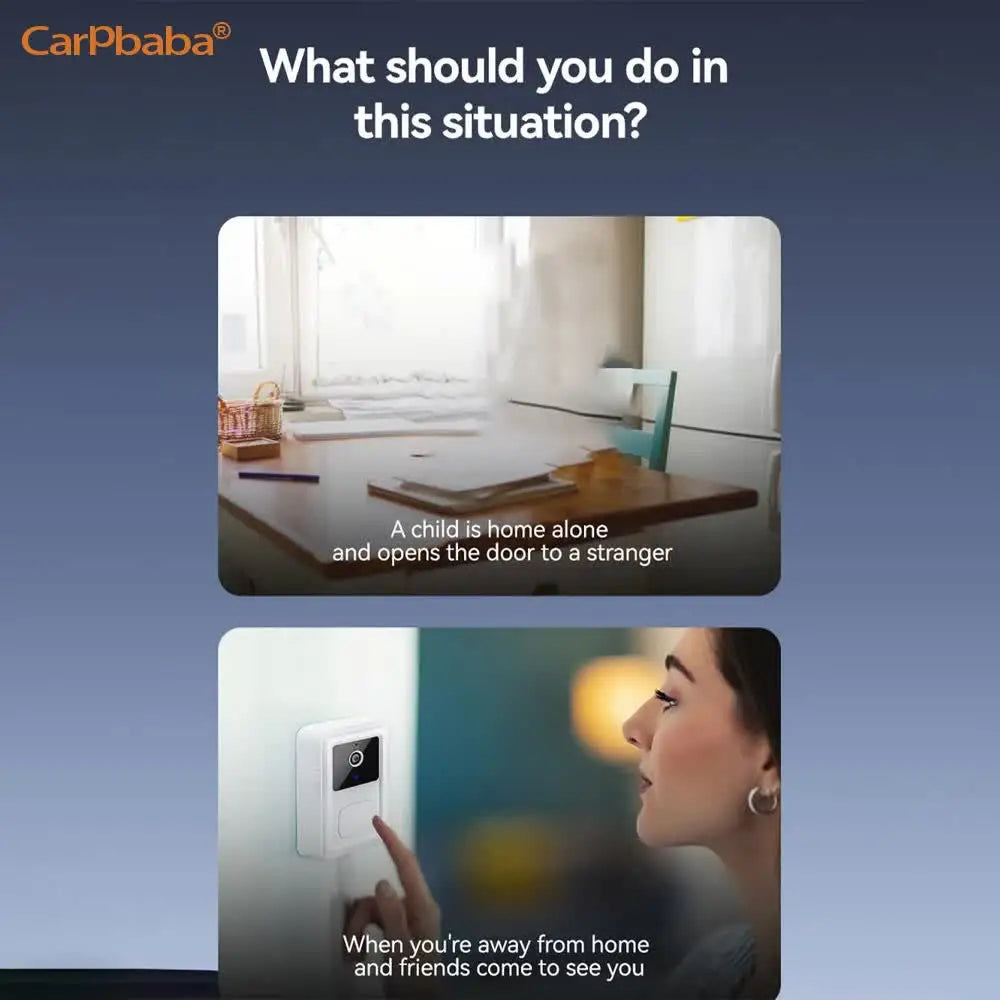 Smart Doorbell Camera Visual Security Doorbell Audio Video Intercom With Camera Wireless Self-Adhesive Night Vision App Control