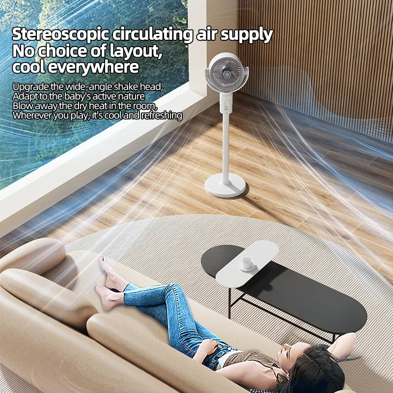 Air Circulation Fan Rechargeable Oscillating Fan Five Gear Adjustment Stand Fan Adjustable Height Household Air Circulation Fan