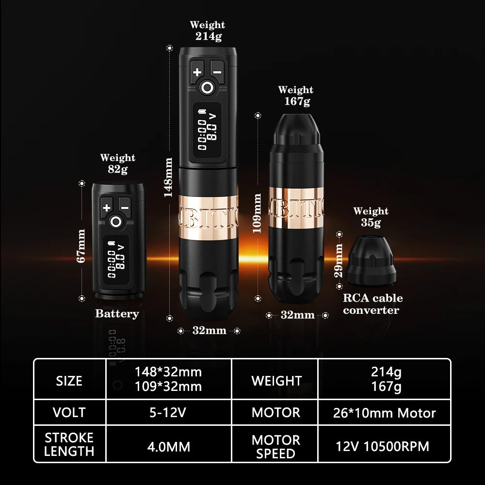 Ambition New Soldier Rotaty Battery Pen Wireless Tattoo Machine Portable Power Pack 2400mAh LED Digital Display For Body Art