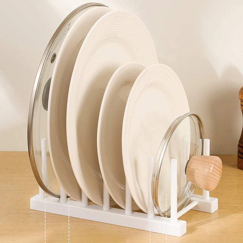 Plastic Dish Drainer Rack Kitchen Pot Lid Storage Rack Desktop Plates Display Shelf Detachable Stand Racks Kitchen Accessories