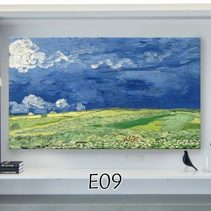 TV Screen Dust Proof Cover Landscape Pattern TV Monitor Cover 32-75 inch High Elastic LCD Protector Cloth