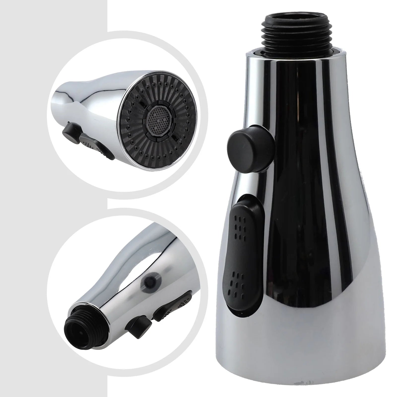 Faucet Sprayer Head Shower Nozzle Kitchen Sink Pull-out Faucet Kitchen Spare Replacement Tap Sprayer 3 Modes 1/2" Connection