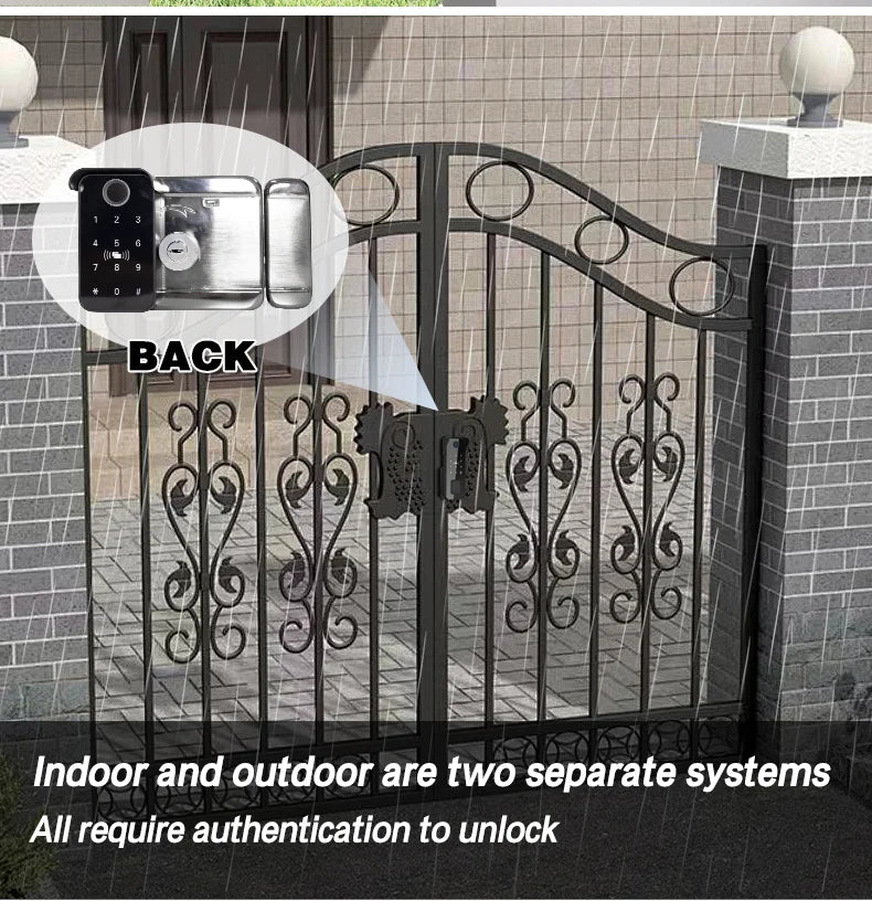 Tuya Bluetooth-compatible App Waterproof Fingerprint Smart Door Lock Gate Password RFID Card Rim Bolt Lock Electronic Door Lock