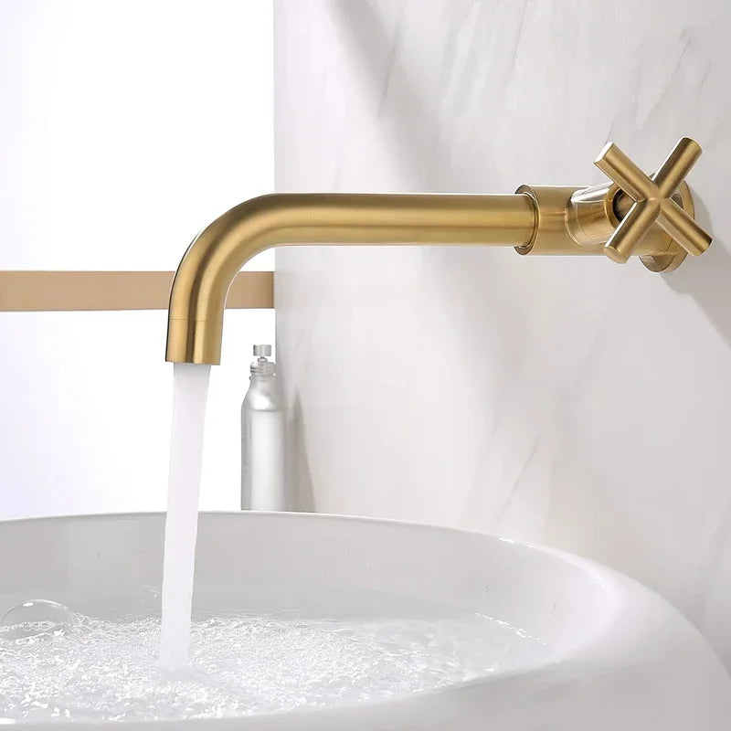 Bathroom Wall Mounted Long Mop Pool Faucet Single Cold Brass Basin Faucet Balcony Wash Basin Tap Black Brushed Gold Water Taps